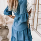 👗Robe d'été à volants en V-Cold - Look en jean léger