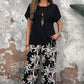 🏆SOLDES 50 % DE RÉDUCTION 🔥 Ensemble pour femme composé d'un pantalon large à imprimé floral et d'un haut à manches courtes