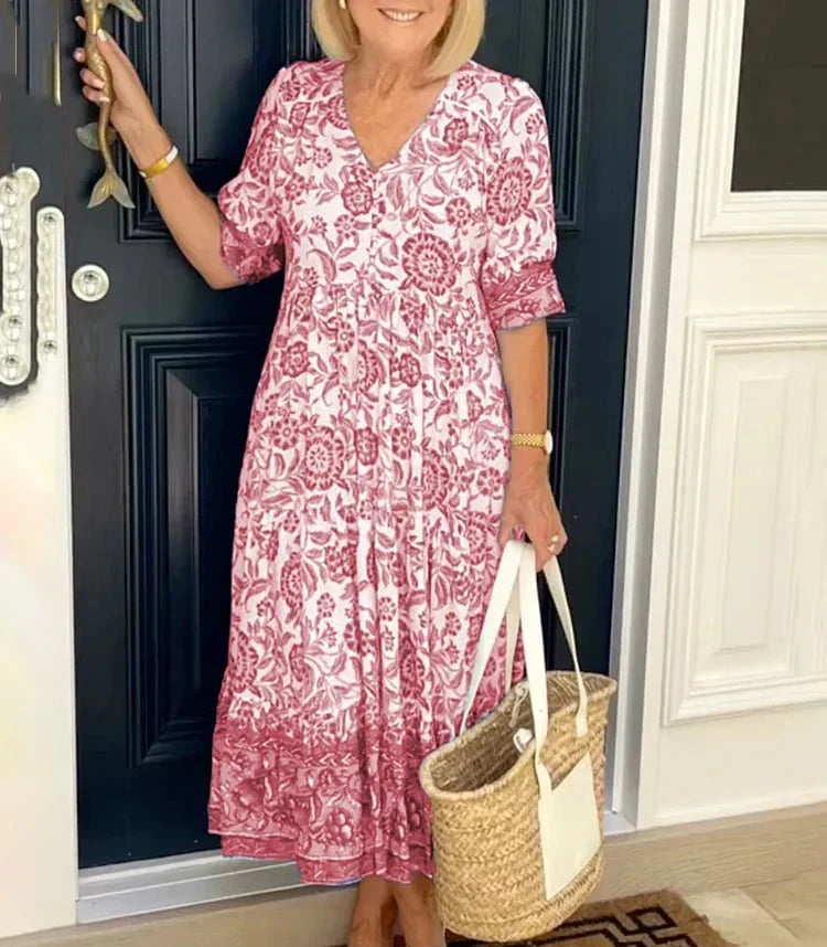 🔥Idéal pour l'été👗Robe bohème à col en V