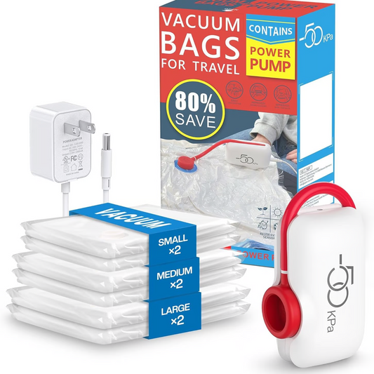 🎁Vente chaude 50% de réduction 🔥6 paquets de sacs de compression sous vide électriques USB - Gagnez de l'espace, voyagez léger !