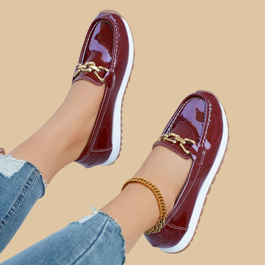 Mocassins élégants pour femmes aux couleurs universitaires avec semelle épaisse
