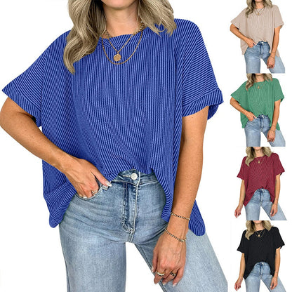 T-shirt oversize côtelé ultra-confort pour femme