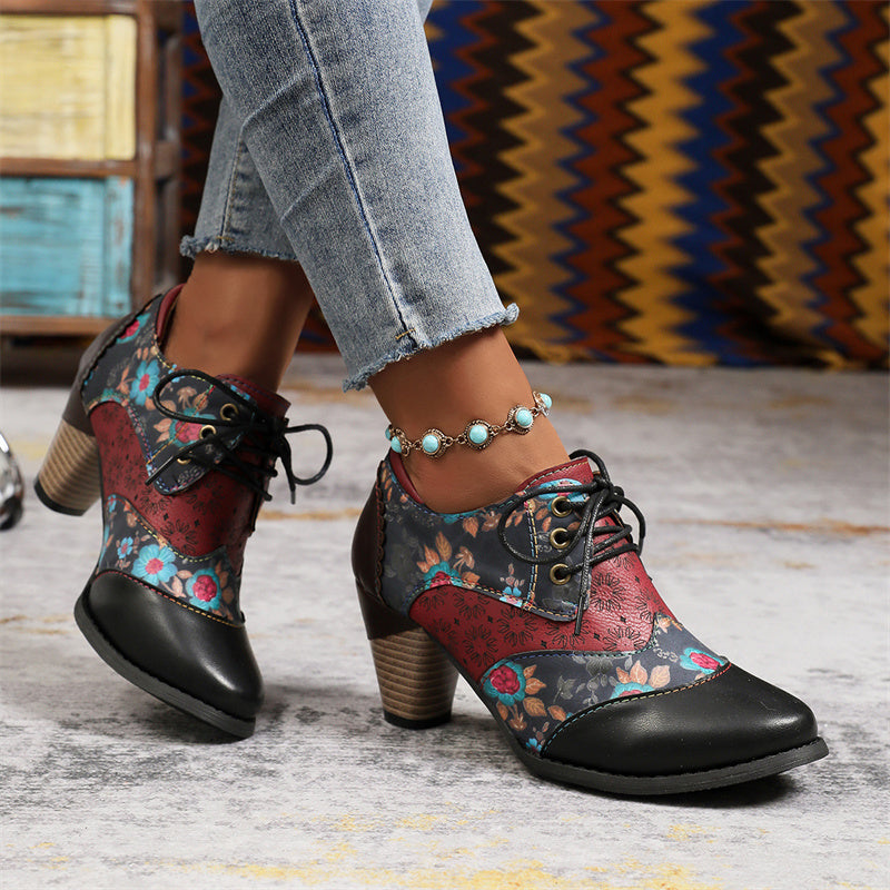 Chaussures Oxford à Talon Bloc pour Femme – à Bout Ailé