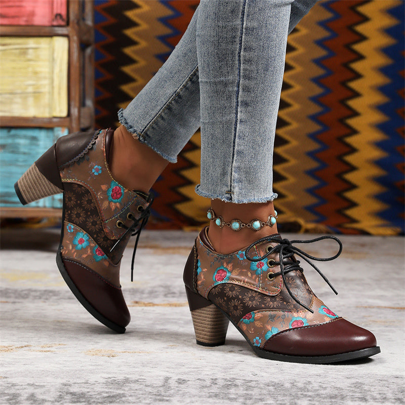 Chaussures Oxford à Talon Bloc pour Femme – à Bout Ailé