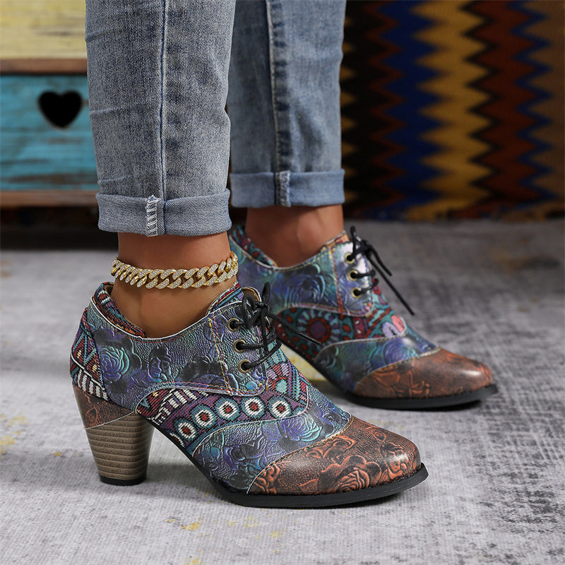 Chaussures Oxford à Talon Bloc pour Femme – à Bout Ailé