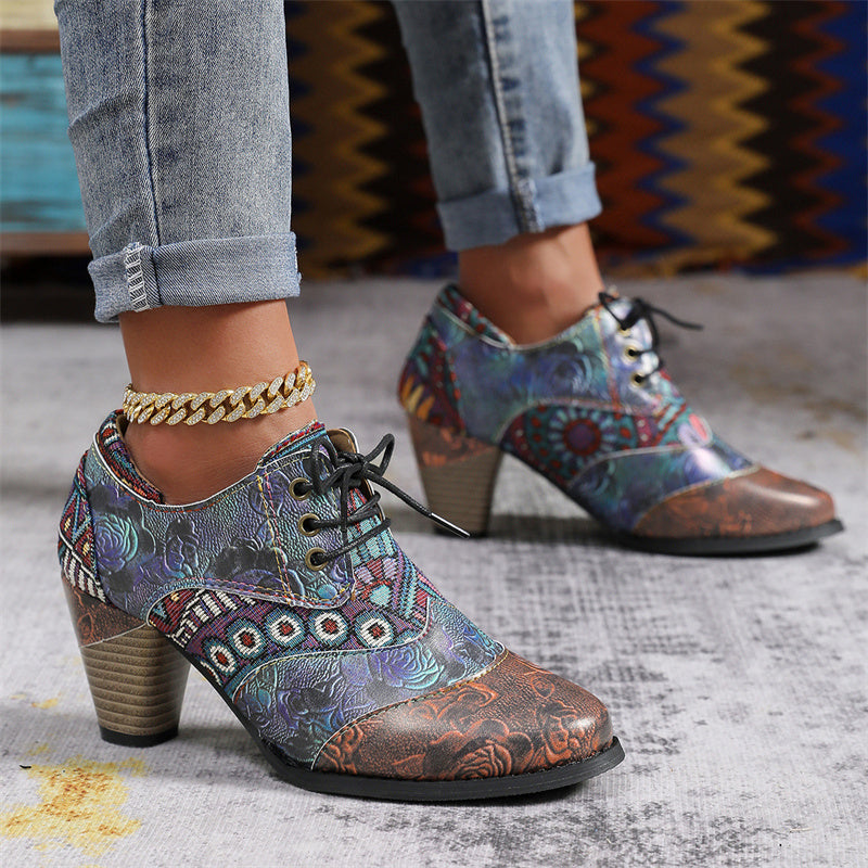 Chaussures Oxford à Talon Bloc pour Femme – à Bout Ailé