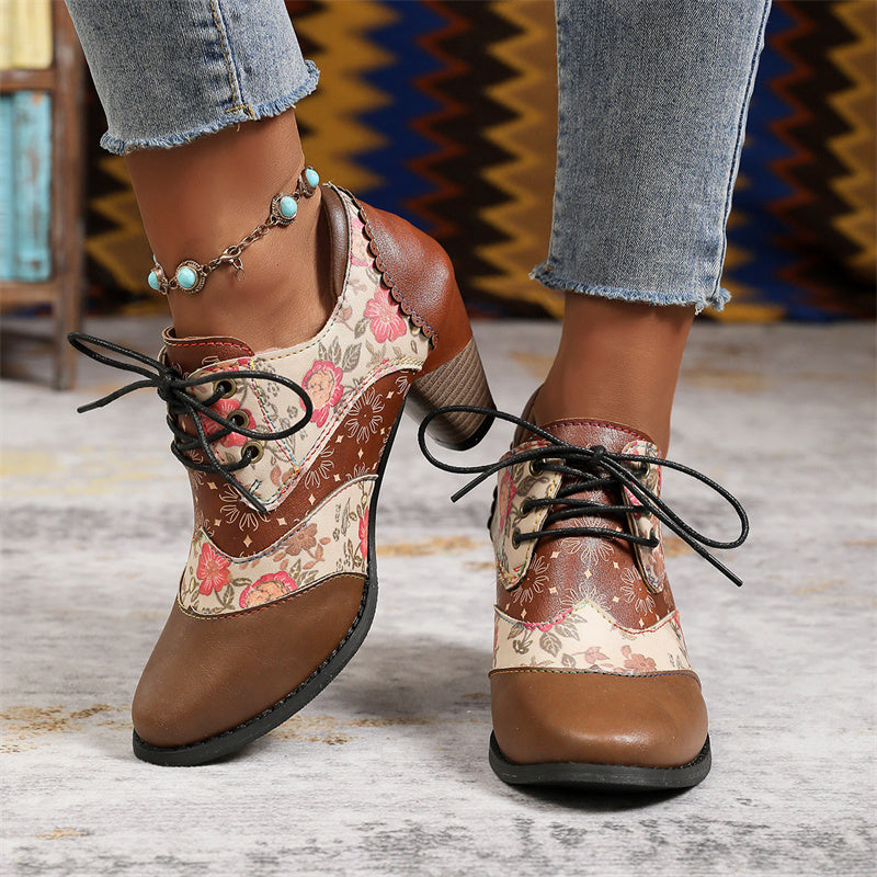 Chaussures Oxford à Talon Bloc pour Femme – à Bout Ailé