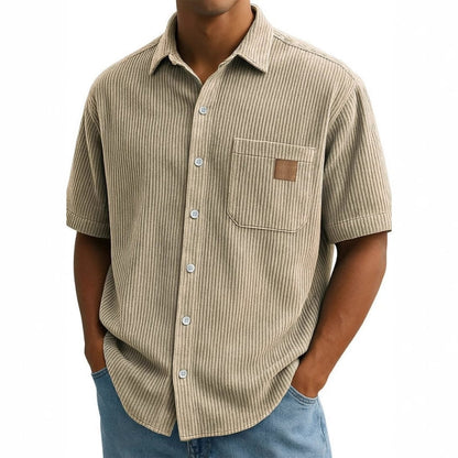Chemises Vintage à Revers à Manches Courtes et Boutons pour Homme