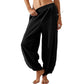 Pantalon Décontracté Taille Élastique Jambe Large pour Femme