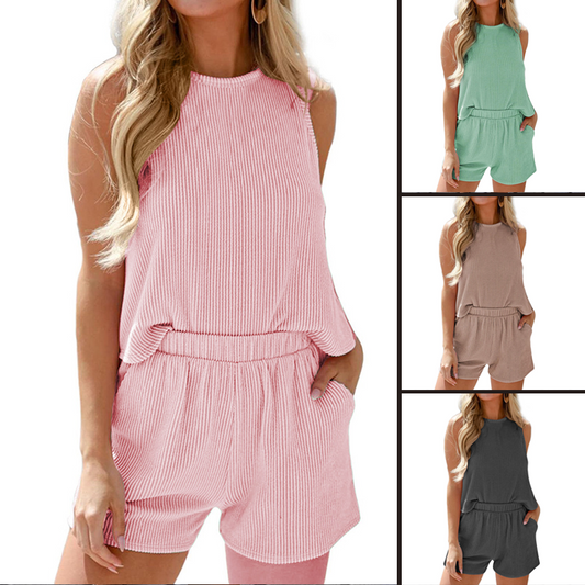 Ensemble deux pièces sans manches à rayures – Haut & Short