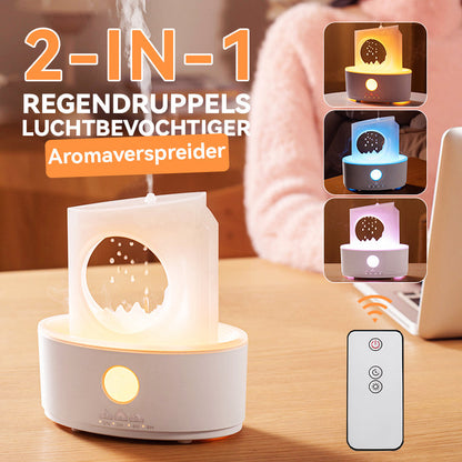 🌧️ Humidificateur & Diffuseur d’Arômes 2-en-1 Effet Gouttes de Pluie