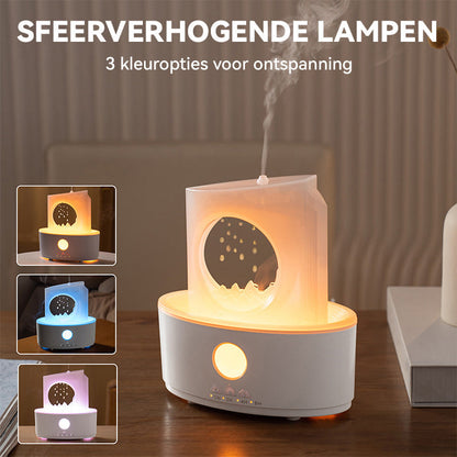 🌧️ Humidificateur & Diffuseur d’Arômes 2-en-1 Effet Gouttes de Pluie
