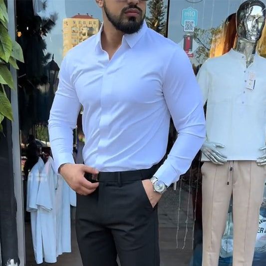 Chemise décontractée coupe ajustée unie pour homme