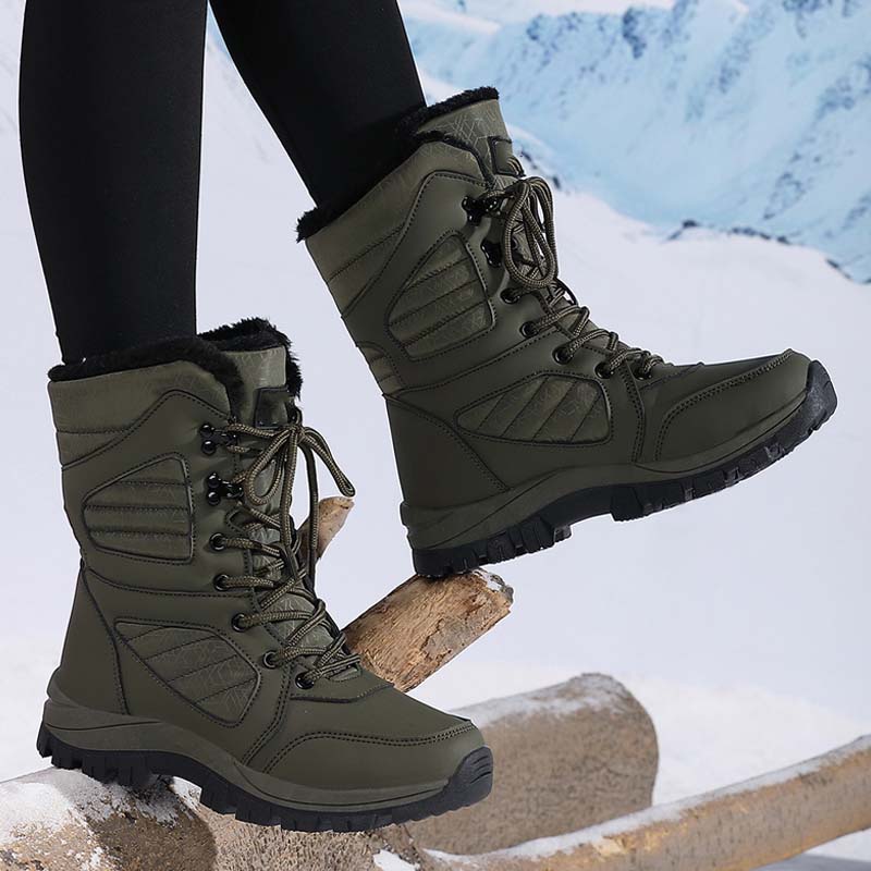 Bottes de neige chaudes à lacets pour femmes, montant jusqu'à la cheville【Livraison gratuite】