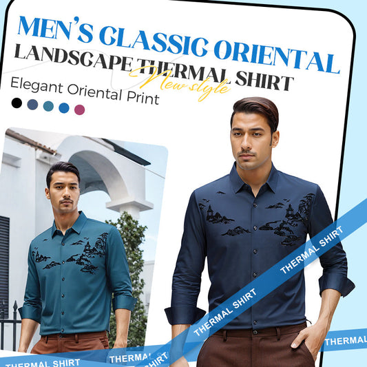 Chemise Thermique Classique pour Homme avec Paysage Oriental