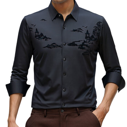 Chemise Thermique Classique pour Homme avec Paysage Oriental