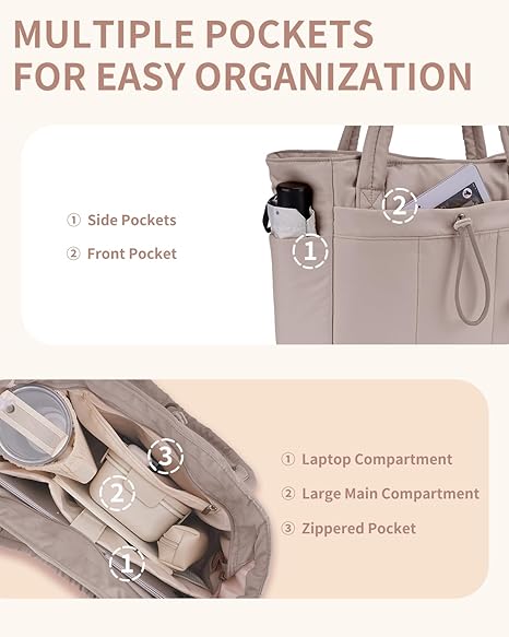 💕 Promotion Spéciale -50% 🎁 Sac Cabas Matelassé Wandering Nature avec Porte-Gobelet, Compartiment pour Ordinateur Portable & Passe-Sangle pour Valise – Idéal Voyage, Travail, Infirmières, Femmes