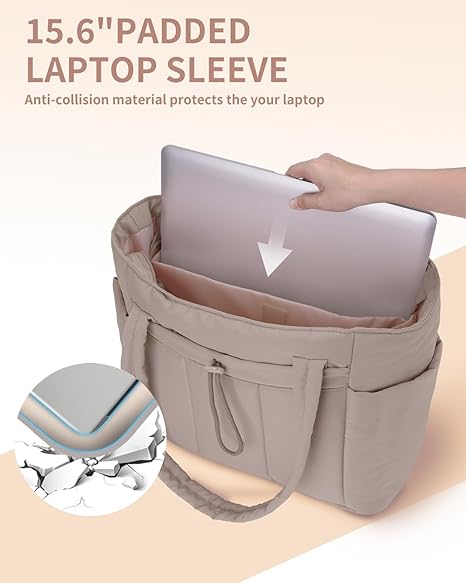 💕 Promotion Spéciale -50% 🎁 Sac Cabas Matelassé Wandering Nature avec Porte-Gobelet, Compartiment pour Ordinateur Portable & Passe-Sangle pour Valise – Idéal Voyage, Travail, Infirmières, Femmes