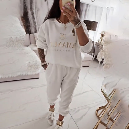 ⏳ Offre à durée limitée ! ⏰ Ensemble décontracté pour femme — blouse imprimée et pantalon ample