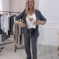 Ensemble 2 pièces blazer et pantalon à rayures latérales tendance
