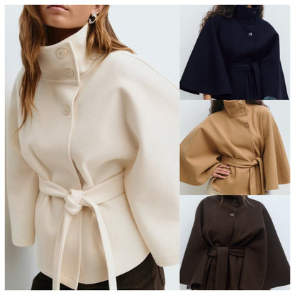 ⏳Spécial à durée limitée⏰Manteau-cape à col droit avec ceinture pour femme🧥