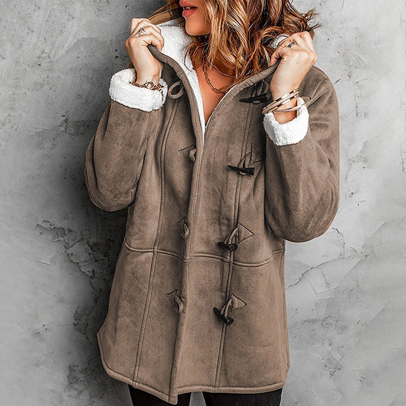 Manteau Femme en Daim à Capuche avec Doublure Polaire