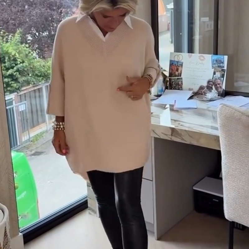 🍂 Édition limitée automne🔥 Haut à manches longues pour femme avec col chemise