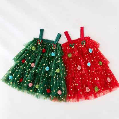 Robe en tulle pour petite fille – Étoile de Noël