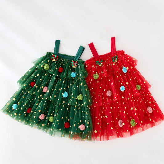 Robe en tulle pour petite fille – Étoile de Noël