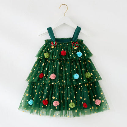 Robe en tulle pour petite fille – Étoile de Noël