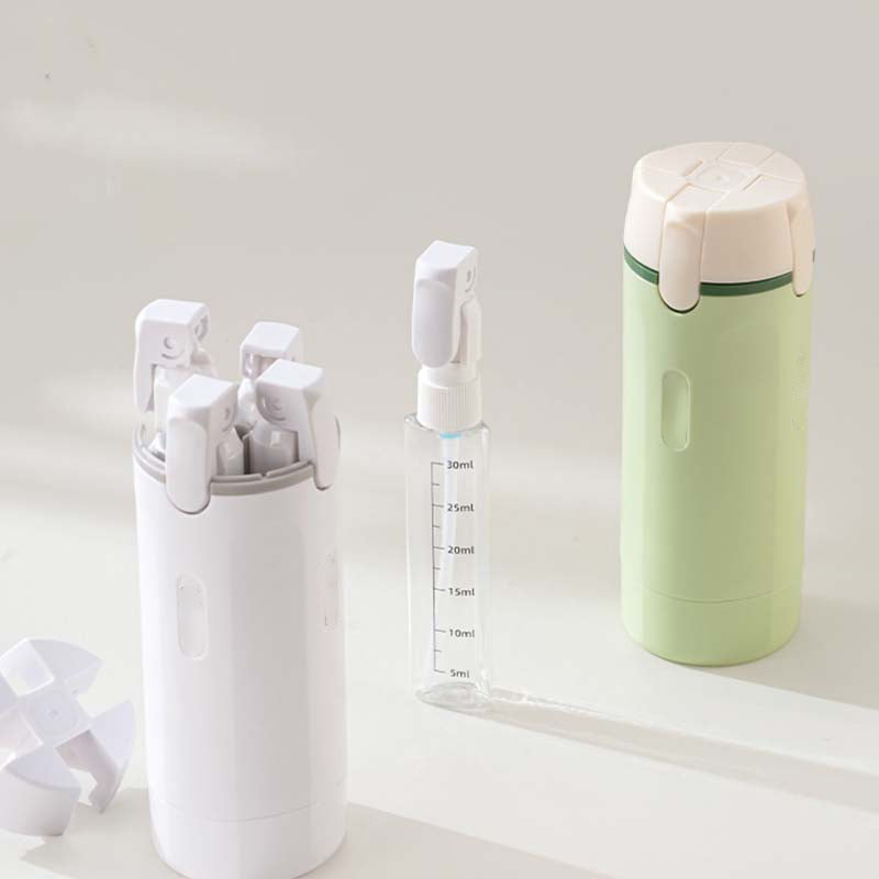 ✨50 % DE RÉDUCTION !!🧴Flacons distributeurs rechargeables 4 en 1 pour le voyage – Compact, étanche & ultra-pratique