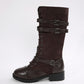 Bottes militaires vintage pour femmes avec lacets et boucle