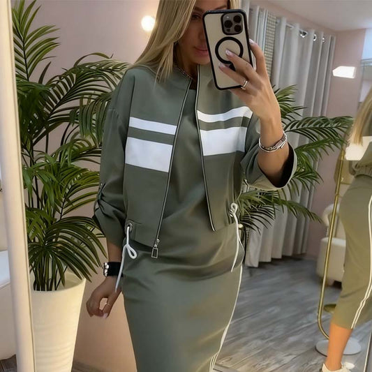 ⏳Offre spéciale à durée limitée⏰✨ Ensemble Femme Élégant – Veste & Robe à Col Montant 👗🧥✈️Livraison gratuite