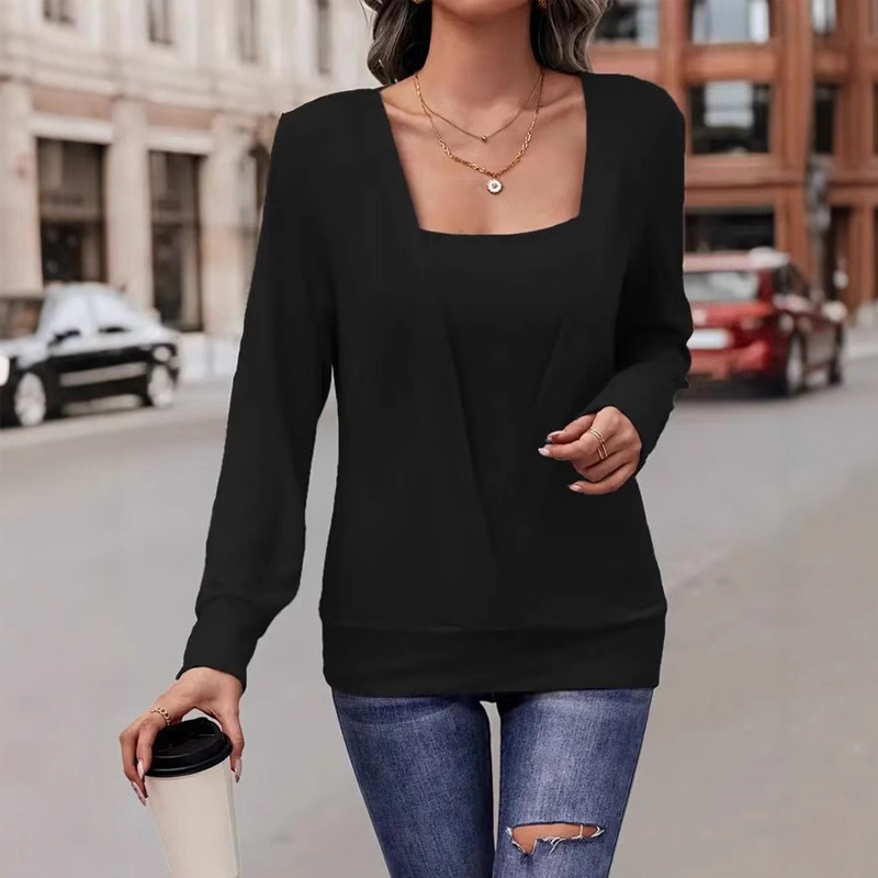 👚 Haut à manches longues uni et élégant pour femme