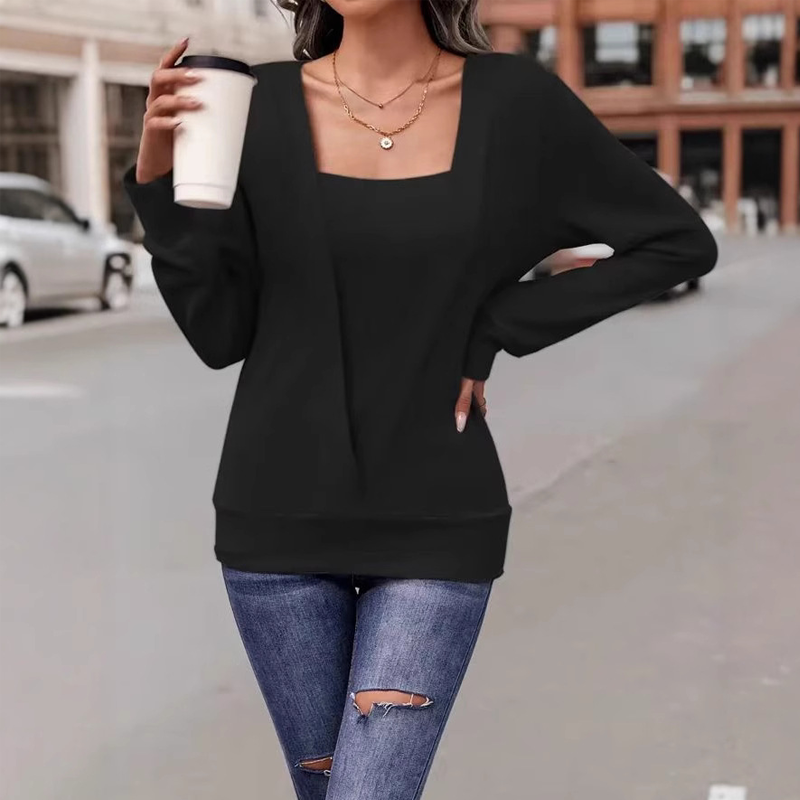 👚 Haut à manches longues uni et élégant pour femme