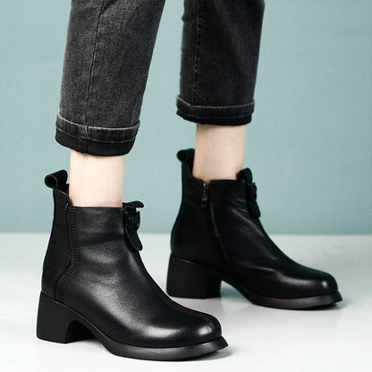 🥾Retro Round Toe Chunky Block Heel Ankle Boots