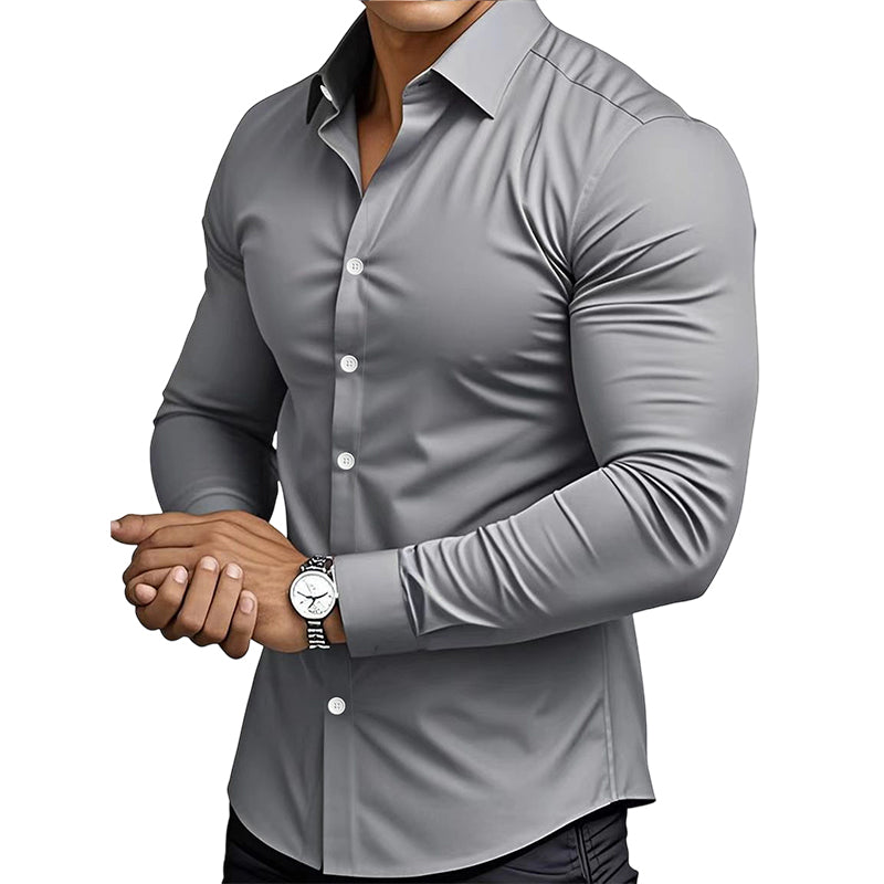 🔥DERNIER JOUR DE SOLDES -66%🔥Chemise boutonnée à manches longues et revers de couleur unie pour homme, quatre saisons, de haute qualité