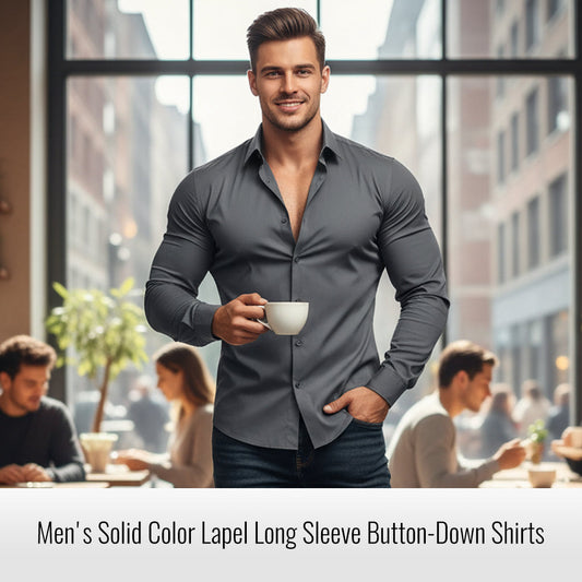 🔥DERNIER JOUR DE SOLDES -66%🔥Chemise boutonnée à manches longues et revers de couleur unie pour homme, quatre saisons, de haute qualité