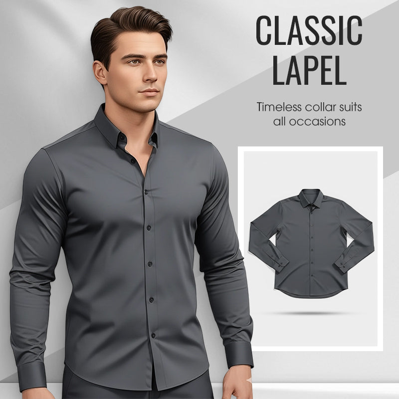 🔥DERNIER JOUR DE SOLDES -66%🔥Chemise boutonnée à manches longues et revers de couleur unie pour homme, quatre saisons, de haute qualité