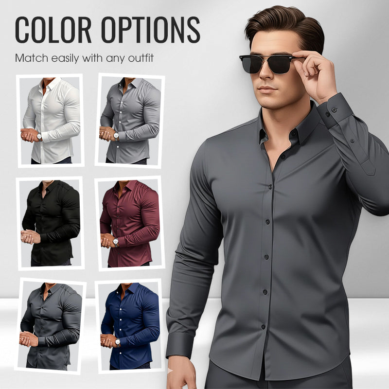 🔥DERNIER JOUR DE SOLDES -66%🔥Chemise boutonnée à manches longues et revers de couleur unie pour homme, quatre saisons, de haute qualité