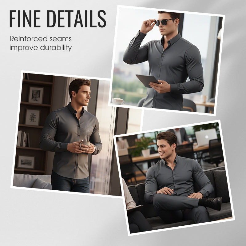 🔥DERNIER JOUR DE SOLDES -66%🔥Chemise boutonnée à manches longues et revers de couleur unie pour homme, quatre saisons, de haute qualité