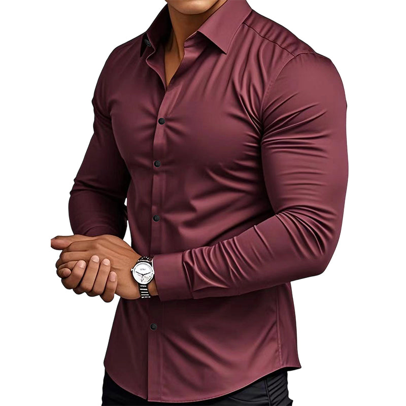 🔥DERNIER JOUR DE SOLDES -66%🔥Chemise boutonnée à manches longues et revers de couleur unie pour homme, quatre saisons, de haute qualité