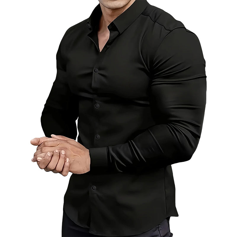 🔥DERNIER JOUR DE SOLDES -66%🔥Chemise boutonnée à manches longues et revers de couleur unie pour homme, quatre saisons, de haute qualité