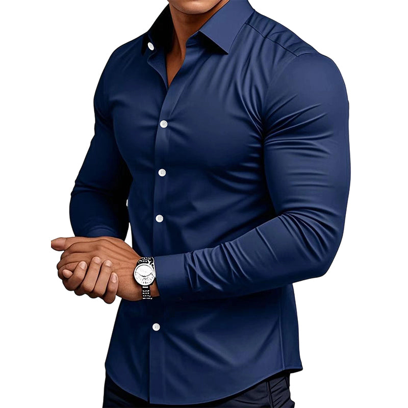 🔥DERNIER JOUR DE SOLDES -66%🔥Chemise boutonnée à manches longues et revers de couleur unie pour homme, quatre saisons, de haute qualité