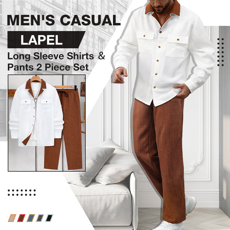 Chemise pour homme à manches longues et revers ＆ Pantalon Ensemble 2 pièces