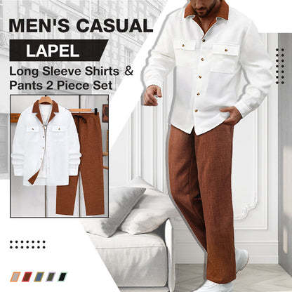 Chemise pour homme à manches longues et revers ＆ Pantalon Ensemble 2 pièces