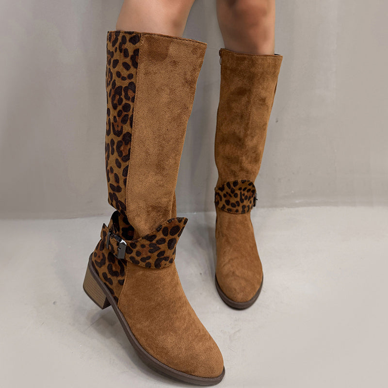 🐆 50% DE RÉDUCTION! ✨ Bottes d'Équitation Femme Imprimé Léopard - Tige Haute en Cuir Véritable avec Semelle Antidérapante pour Style Équestre et Urbain 🏇👢