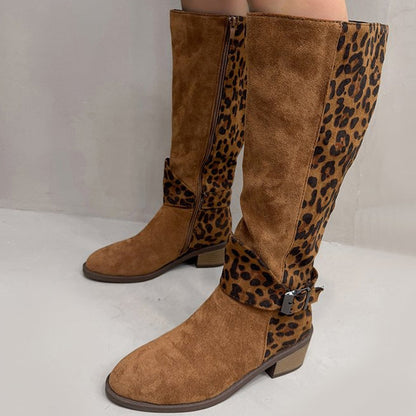 🐆 50% DE RÉDUCTION! ✨ Bottes d'Équitation Femme Imprimé Léopard - Tige Haute en Cuir Véritable avec Semelle Antidérapante pour Style Équestre et Urbain 🏇👢