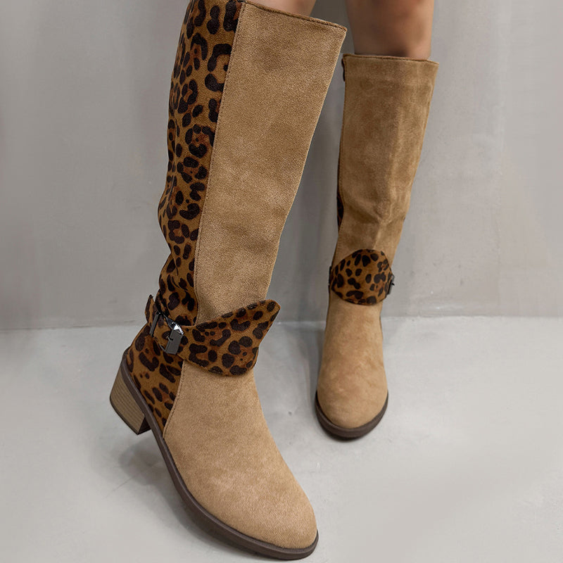 🐆 50% DE RÉDUCTION! ✨ Bottes d'Équitation Femme Imprimé Léopard - Tige Haute en Cuir Véritable avec Semelle Antidérapante pour Style Équestre et Urbain 🏇👢