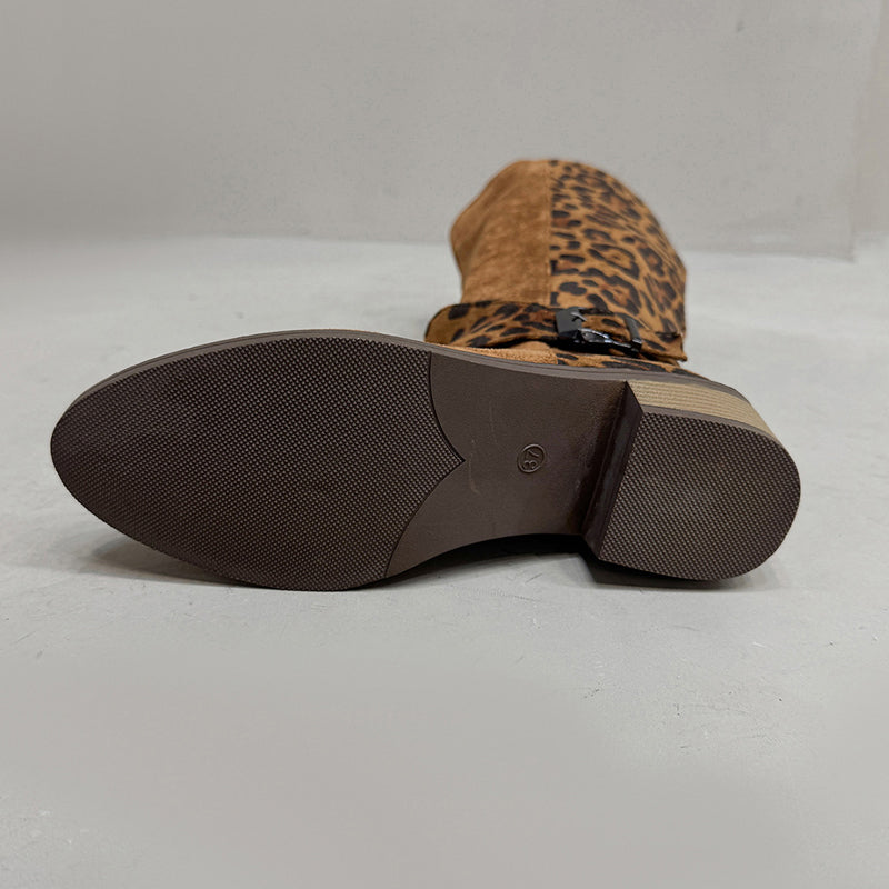 🐆 50% DE RÉDUCTION! ✨ Bottes d'Équitation Femme Imprimé Léopard - Tige Haute en Cuir Véritable avec Semelle Antidérapante pour Style Équestre et Urbain 🏇👢